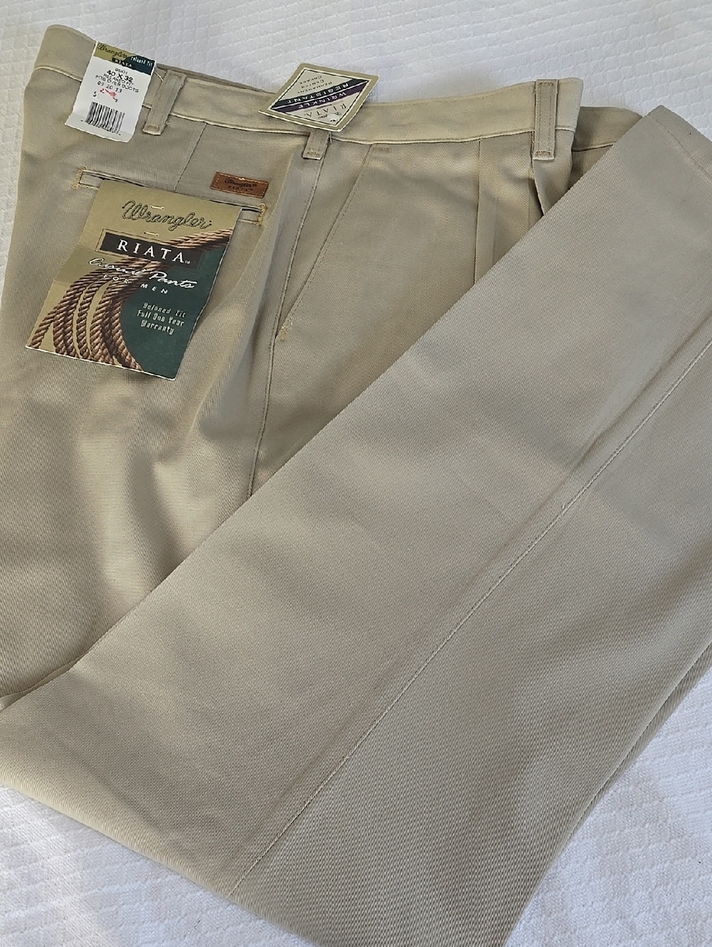 Wrangler Riata Men’s Pants 40x32 NWT Light Beige Stone Wrinkle Resistant Western